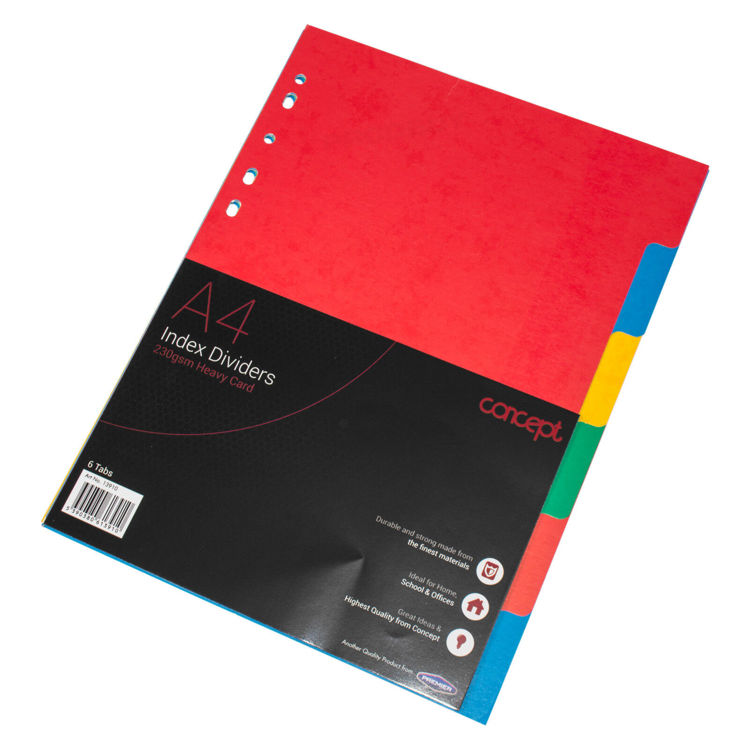 Picture of 82006-Pack x 6 Part Strong 230gsm Card Subject Dividers